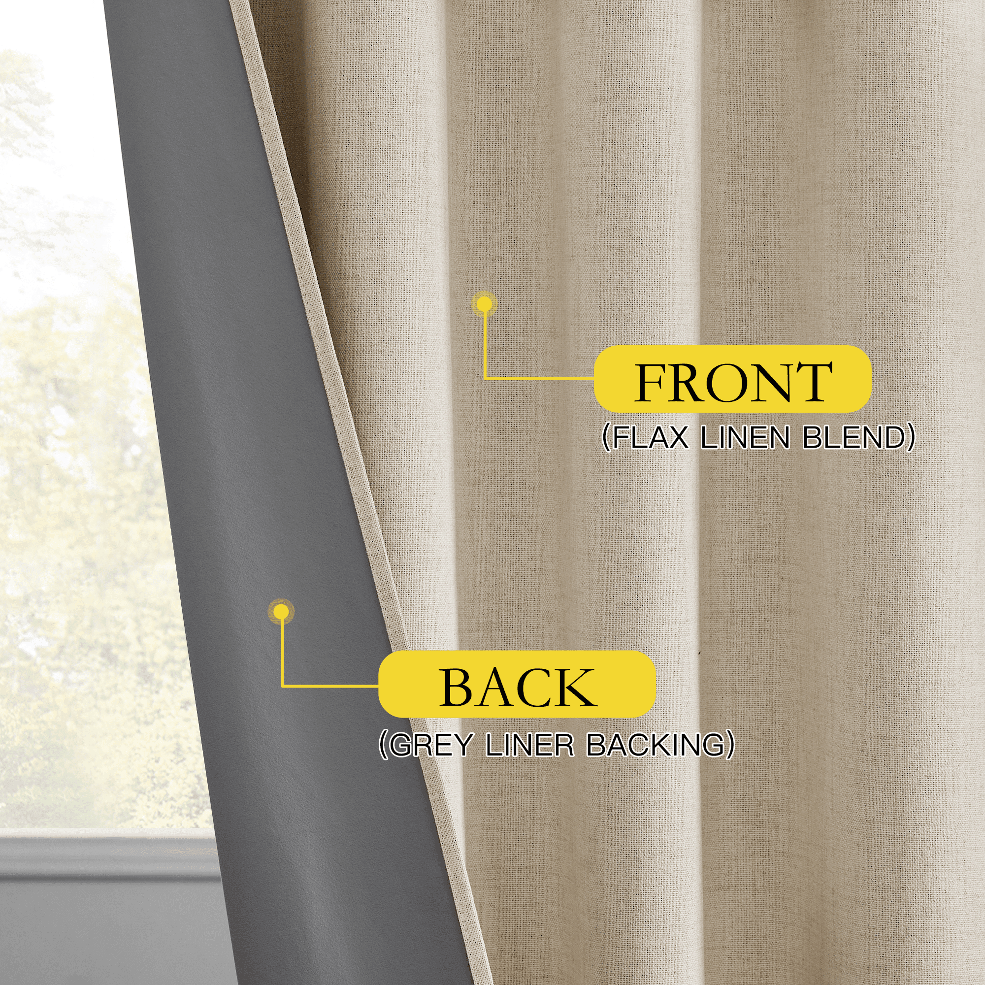NICETOWN 100% Blackout Curtains 84 inches Long, Full Blackout Linen Curtains Thermal Insulated Noise Reduce Grommet Drapes for Bedroom Living Room, Cream, 2 Panels