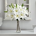 thumbnail image 3 of Nearly Natural 25in. Artificial Lily Arrangement with Cylinder Glass Vase, White, 3 of 4