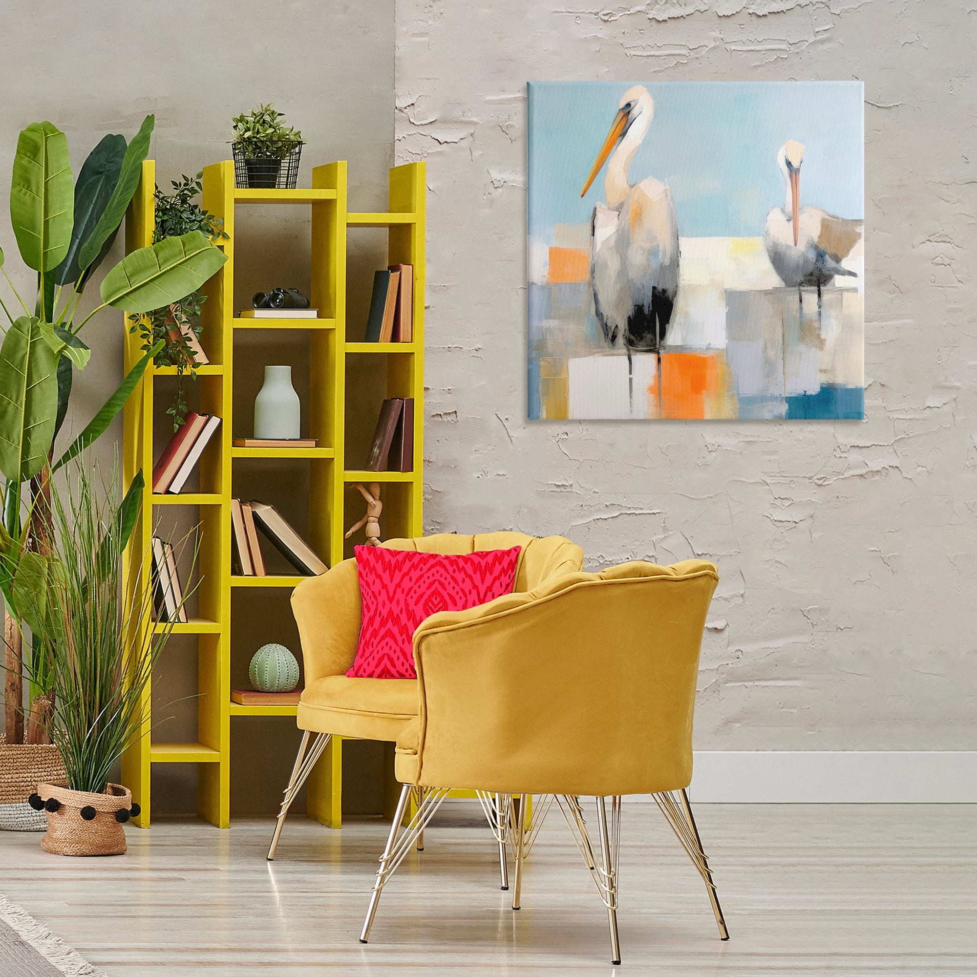 Stupell Industries Nautical Pelicans Abstract Animals & Insects Painting Gallery Wrapped Canvas Art Print Wall Art, 30 x 30