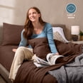 thumbnail image 4 of Bare Home Cozy Fleece Sheet Set - Extra Plush Polar Fleece - Deep Pocket - Full, Cocoa, 4 of 10