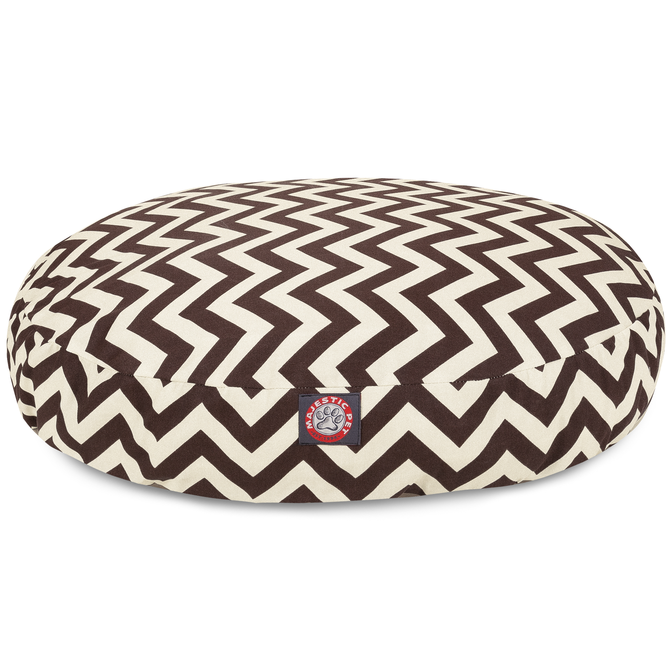 Majestic Pet Chevron Round Dog Bed Treated Polyester Removable Cover Chocolate Large 42 x 42 x 5