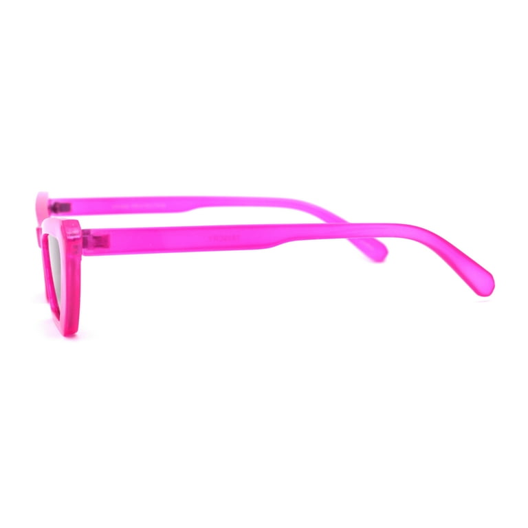 Womens Neon Pop Color 80s Squared Cat Eye Sunglasses Pink Black