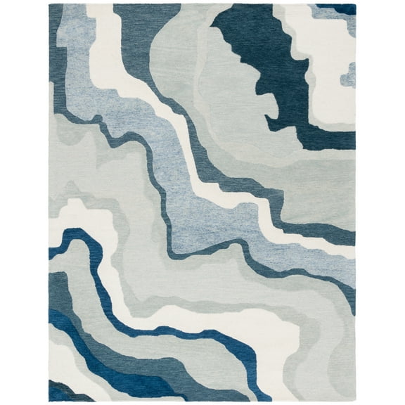 SAFAVIEH Rodeo Ruadhan Abstract Wool Area Rug, Ivory/Navy, 8' x 10'