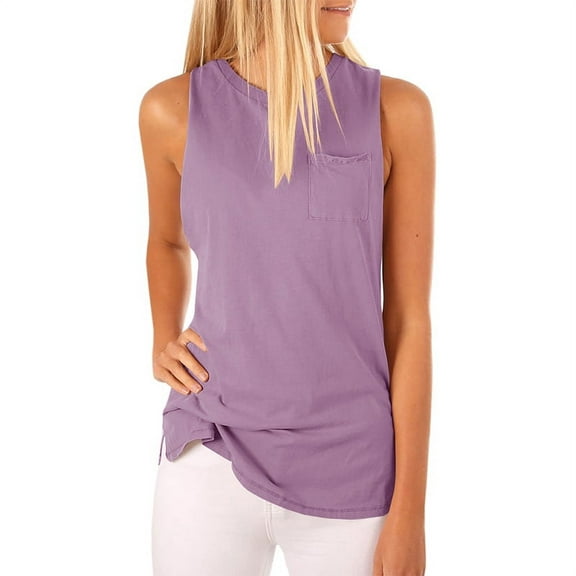 Women's Summer Sleeveless T Shirts Solid Color Casual Vest
