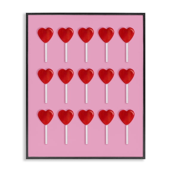 Stupell Industries Heart Lollipops Collection Black Framed Giclee Art, design by LISH Creative