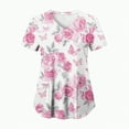 thumbnail image 2 of TOWED22 Scrub Tops Women Short Sleeve Plus Size V-Neck Fun Printed Scrubs Top Medical Nursing Uniforms with Pockets(Hot Pink,XL), 2 of 6
