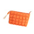 thumbnail image 4 of Bolsa de maquillaje para mujer, gran capacidad, abierta, acolchada, portátil, práctica para viajes naranja, 4 of 9