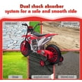 thumbnail image 6 of TOBBI 12V Red Ride On Motorcycle Dirt Bikes for Kids with Training Wheels, Spring Suspension, 6 of 14