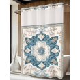 thumbnail image 4 of Boho Flowers No Hook Shower Curtain Waterproof,Bathroom Curtains with Snap in Liners and See Through Top Window,Country Neutral Chic Abstract Floral Art Hotel Style Bathtub Curtains Shower 60"Wx72"L, 4 of 8