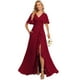 thumbnail image 1 of Vestido de dama de honor Deamify, talla grande, cuello en V, gasa larga 2025, 1 of 7
