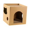 thumbnail image 1 of Casa de cartón para gatos con almohadilla para rascar, para moler, protección para muebles, casa para rascar para gatos, de juegos para gatitos Marrón, 1 of 9