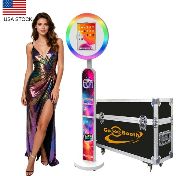 GO360BOOTH iPad Photo Booth-Remote Controls RGB lights, Perfect for Birthday, Wedding, and Holiday Parties