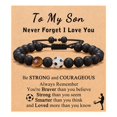 thumbnail image 3 of Pulsera de cuentas de fútbol, regalo, pulsera de entrenador de fútbol esmerilada negra, pulsera de béisbol de ojo de tigre, 3 of 5