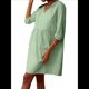 thumbnail image 3 of Vestido Tipo Túnica Holgado Informal de Algodón con Cuello en V para Mujer, Vestido de Verano para Vacaciones, 3/4 y Bolsillo. Verde XXXL, 3 of 9