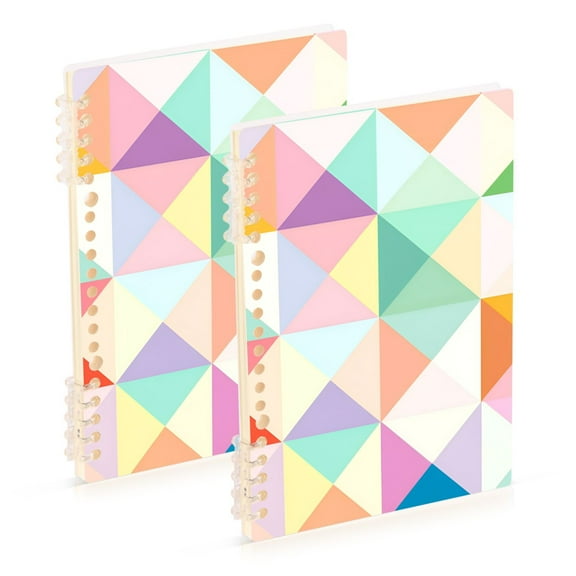 FORMRS 1-Subject Spiral Notebook 8" x 5" College Ruled 60 Refillable Sheet A5 Hard Cover, 2 Pack, Abstract Geometric