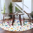 thumbnail image 4 of 7ft Round Rug, Colorful Polka Dot Non-Skid Rubber Backing Large Area Rugs - Living Room Bedroom Home Office, Rainbow Color Polka Dots Abstract Indoor Floor Mat Carpets Washable Rug, 4 of 9