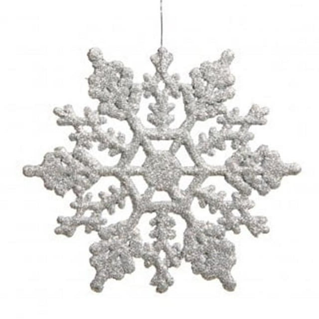 Flocon de Neige Argenté Pailleté 6.25 Po. 12-Pvc Bx