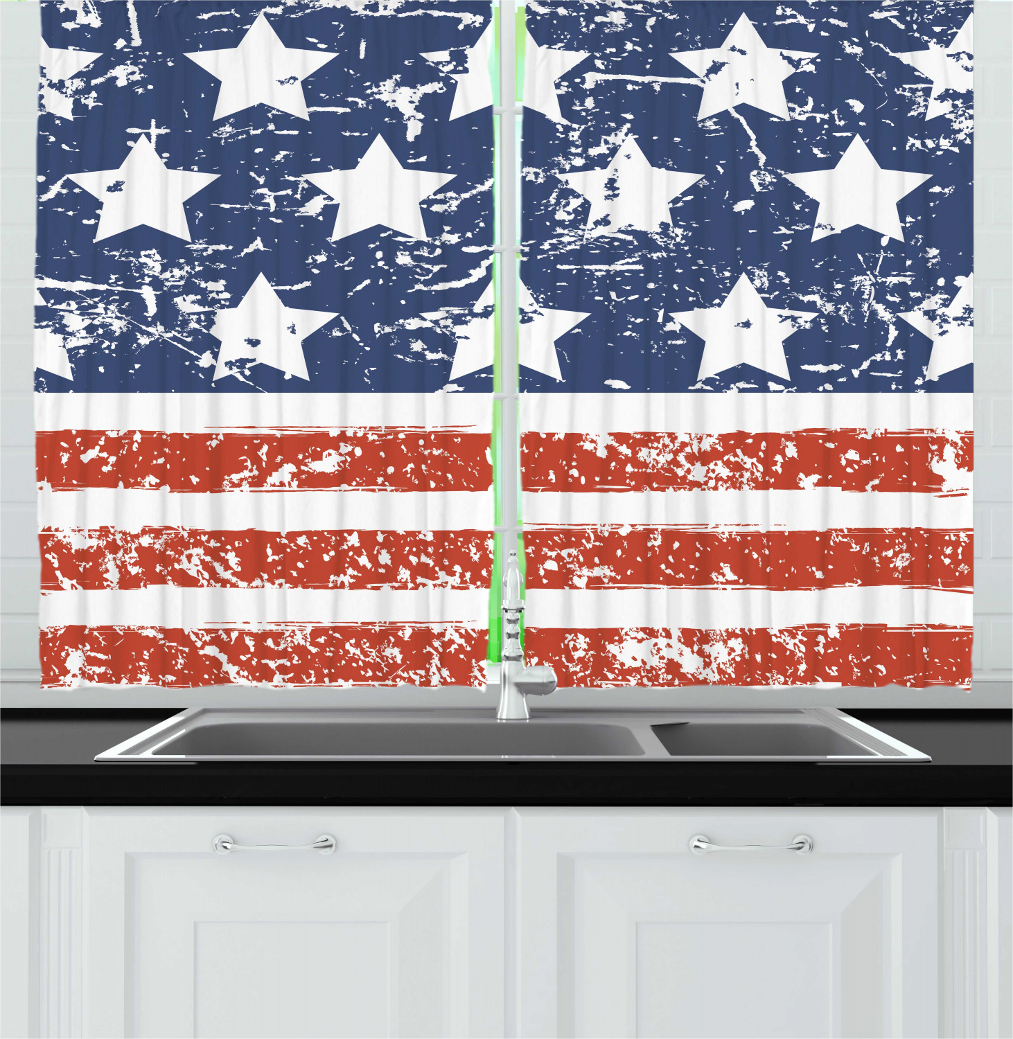 America Curtains 2 Panels Set, Fourth of July Theme Flag of United