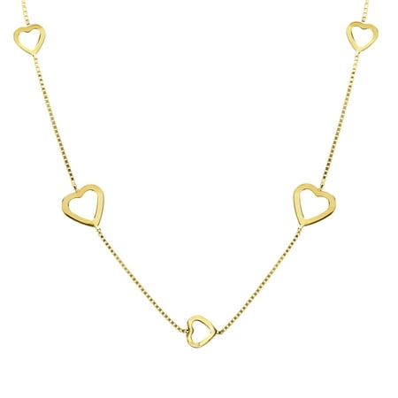 Simply Gold Heart Station Necklace in 10kt Gold