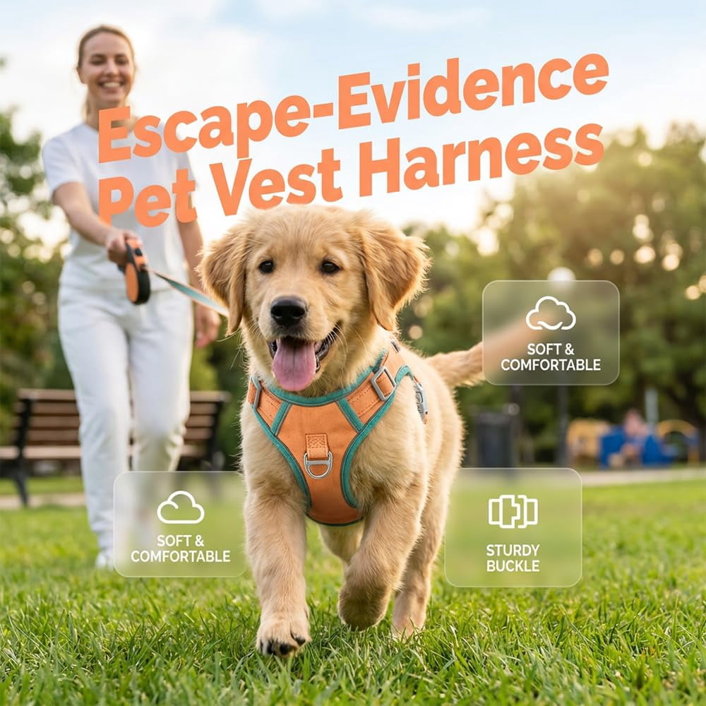 New Cat Harness and Leash Escape Proof, Reflective Adjustable Step-in Cat Harness, Soft Breathable Vest for Small Medium Cats Dogs Outdoor Walking