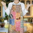 thumbnail image 6 of Pioneer Flower Floral Print Pattern Apron-Garden Aprons for Women with Pockets-Cotton Linen Waterproof Kitchen Cooking Gardening Aprons Adjustable for Kitchen,Cooking,BBQ and Salon 33x27 Inch, 6 of 7