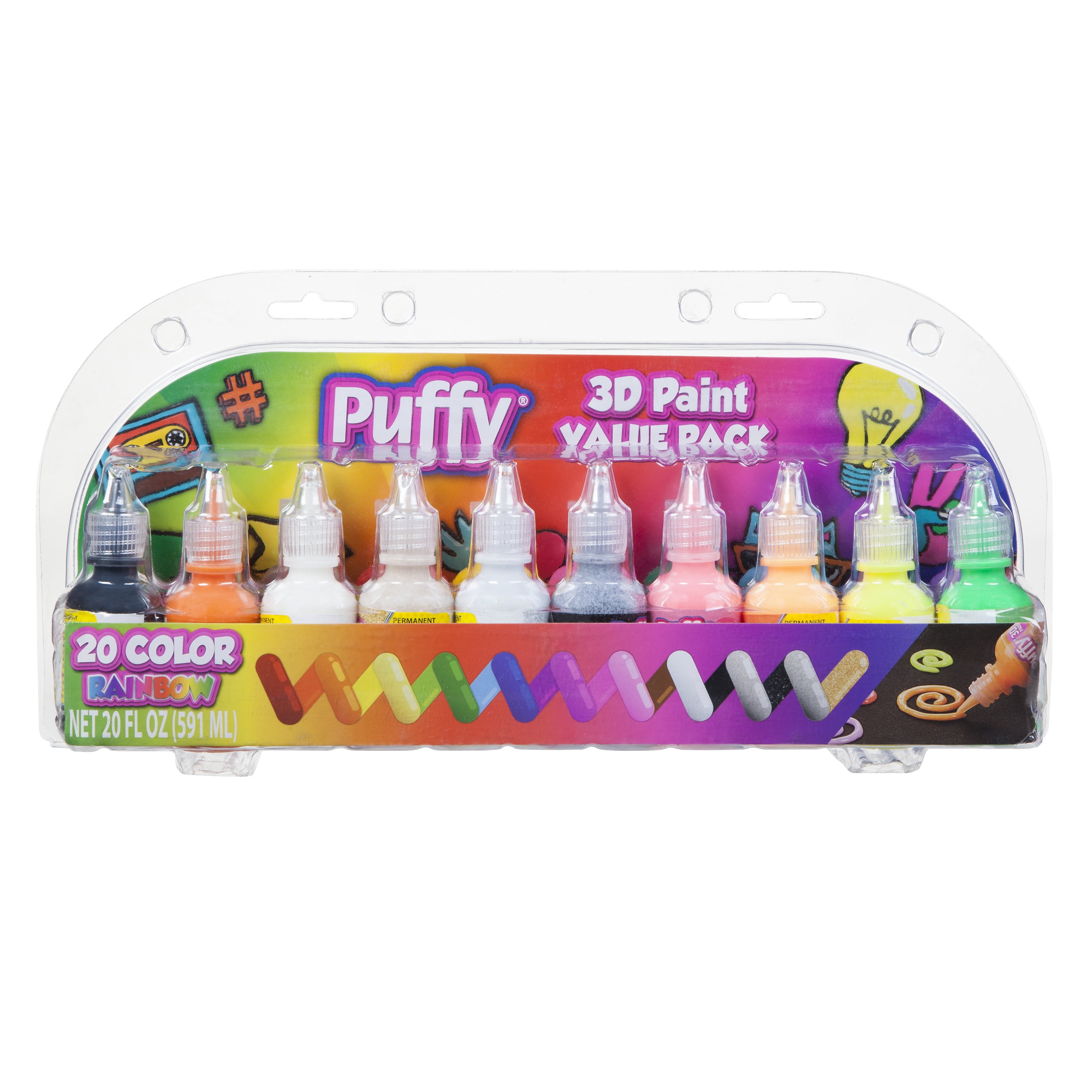 Puffy 1 fl oz 3D Paint Value Pack 20 Color Rainbow