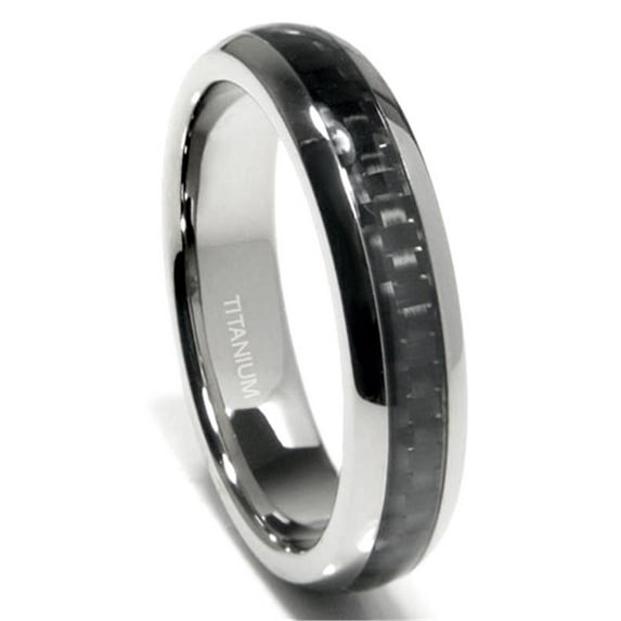 Titanium Kay Titanium 5MM Carbon Fiber Inlay Comfort Fit Mens Wedding Band Ring Sz 4.5