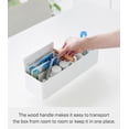 thumbnail image 5 of Yamazaki Home Slim Storage Box, White, Steel + Wood, Handle, Divider, No Assembly, 5 of 7