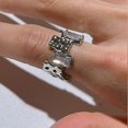 thumbnail image 3 of Anillo abierto de circón de metal irregular para diseño minoritario femenino, estilo simple y versátil, anillo de moda, 3 of 5