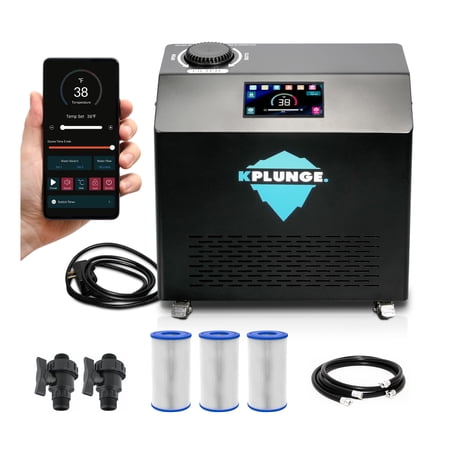 Cold Plunge Chiller and Heater- 1 HP in Black with 38°F to 104°F Cooling and Heating, WiFi App Control, and Filter