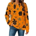 thumbnail image 5 of SETOOFF Womens Loose Fit Long Sleeve Shirts, Crew Neck Halloween Pumpkin Bat Spider Print Pullover Sweatshirt Lightweight Tunic Tops Holiday Party Apparel for Dressy Casual Dailywear Fashion, 5 of 6
