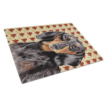 Carolines Treasures SC9203LCB Dachshund Fall Leaves Portrait Glass Cutting Board Large 12H x 16W multicolor