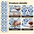 thumbnail image 5 of Peel and Stick Wallpaper 23.6in x 9.8ft Blue Floral Damask Elegant Brushstroke White Contact Paper Vinyl Self-Adhesive Removable Wall Paper for Bedroom Kitchen Cabinet Renter Friendly, 5 of 8