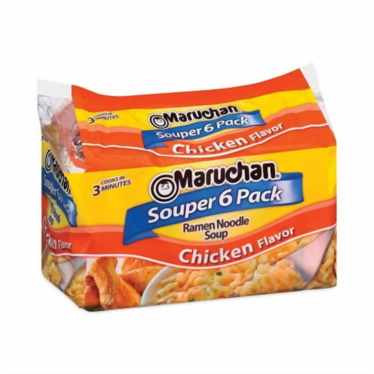 MARUCHAN Ramen Noodle Soup Chicken Flavor Souper 6 Pack, 4 Count