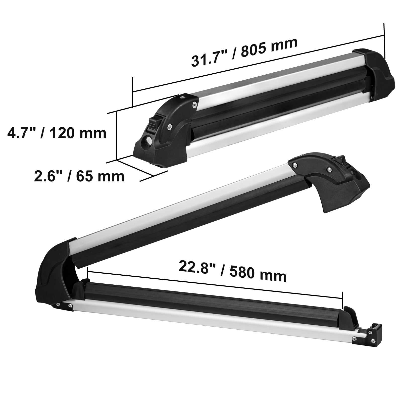 VEVOR Ski and Snowboard Roof Rack, 31.7-Inch Universal Ski Rack for Car Roof Fit Most Crossbars, Carry up to 6 Pairs of Skis or 4 Snowboards, Aluminum Snowboard Ski Rack with Lock & Rubber Padding