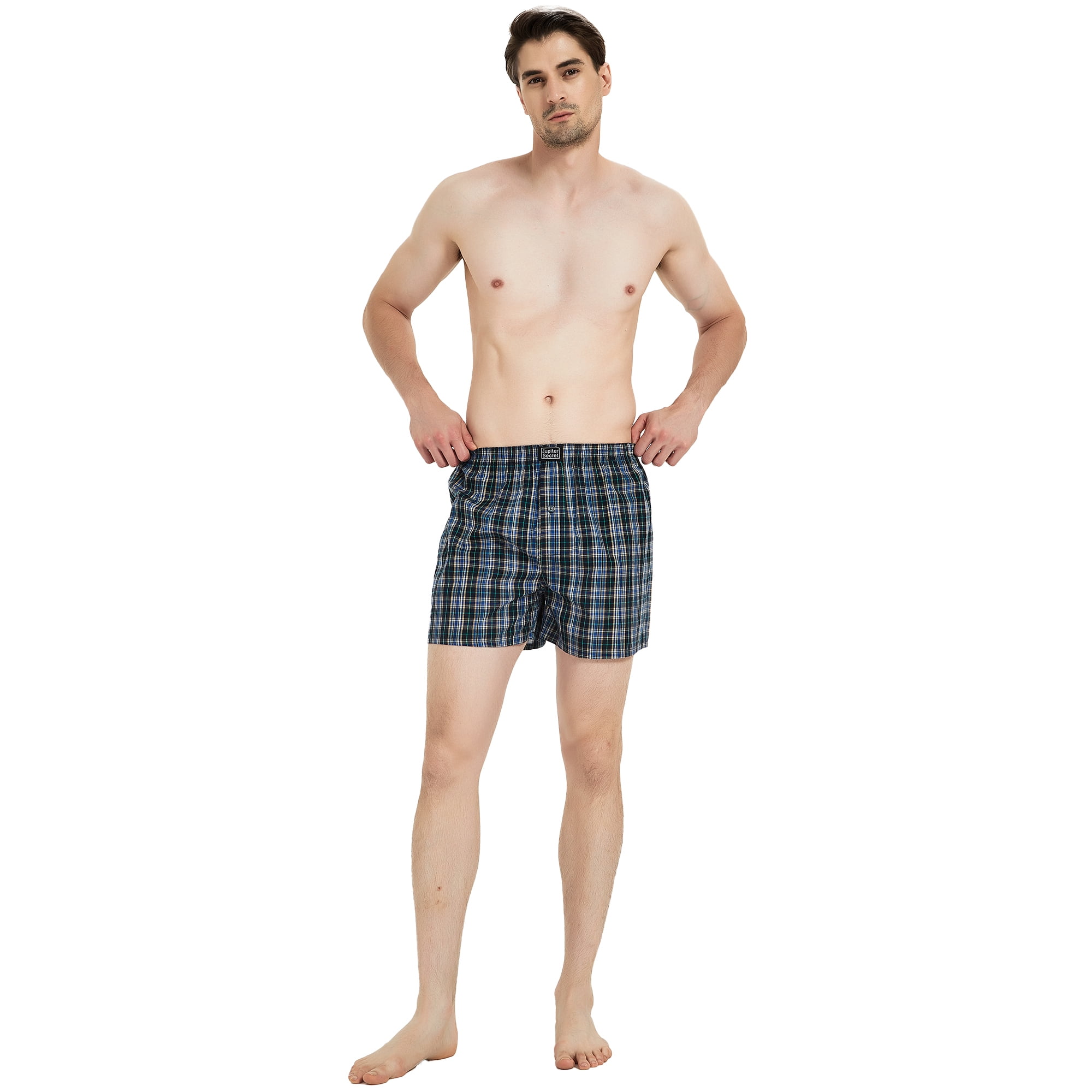 Men's Boxers Underwear 100% Cotton Woven Boxers for Men Pack Boxer Shorts Assorted Colors, 6 Pack