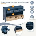 thumbnail image 7 of 3-Tier Wood Console Table with 3 Drawers,Retro Entryway Table Hallway Table with 3 Woven Baskets for Living Room, Hallway, Foyer,Office,Navy, 7 of 7