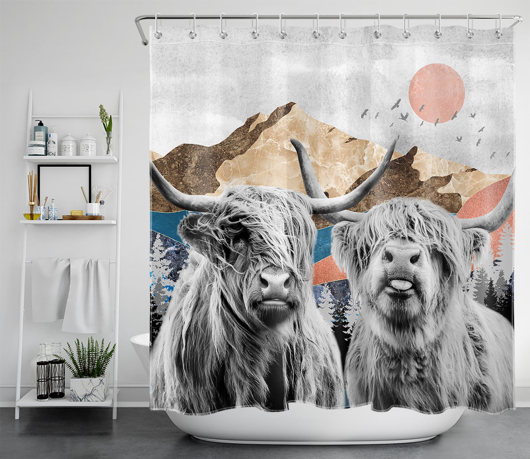 Details about   HVEST Highland Cow Shower Curtain Get Naked Bathroom Set Funny Animal Bathtub... 