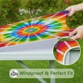 thumbnail image 6 of Rainbow Tie Dye Sunburst Square Fitted Tablecloth with Elastic Edge,Square Table Cover,Washable Elastic Table Cover for Home Kitchen Party Decor 34"x34", 6 of 6