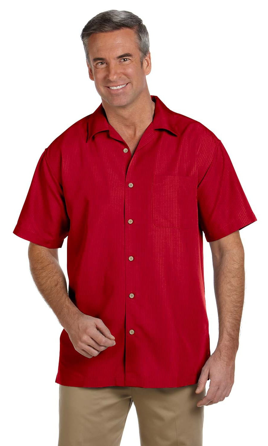 Parrot Red Harriton Mens Barbados Textured Camp Shirt 4XL 