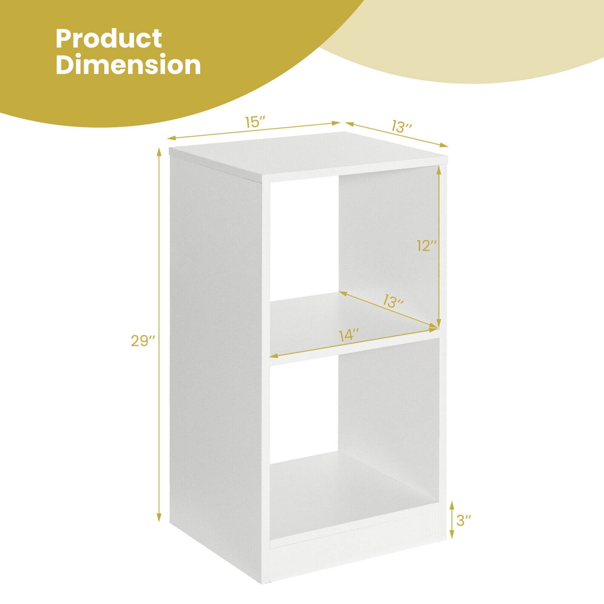 Gymax 2 PCS Bookshelf 2-Tier Open Wood Display Organizer Set Vinyl Record Cube Storage