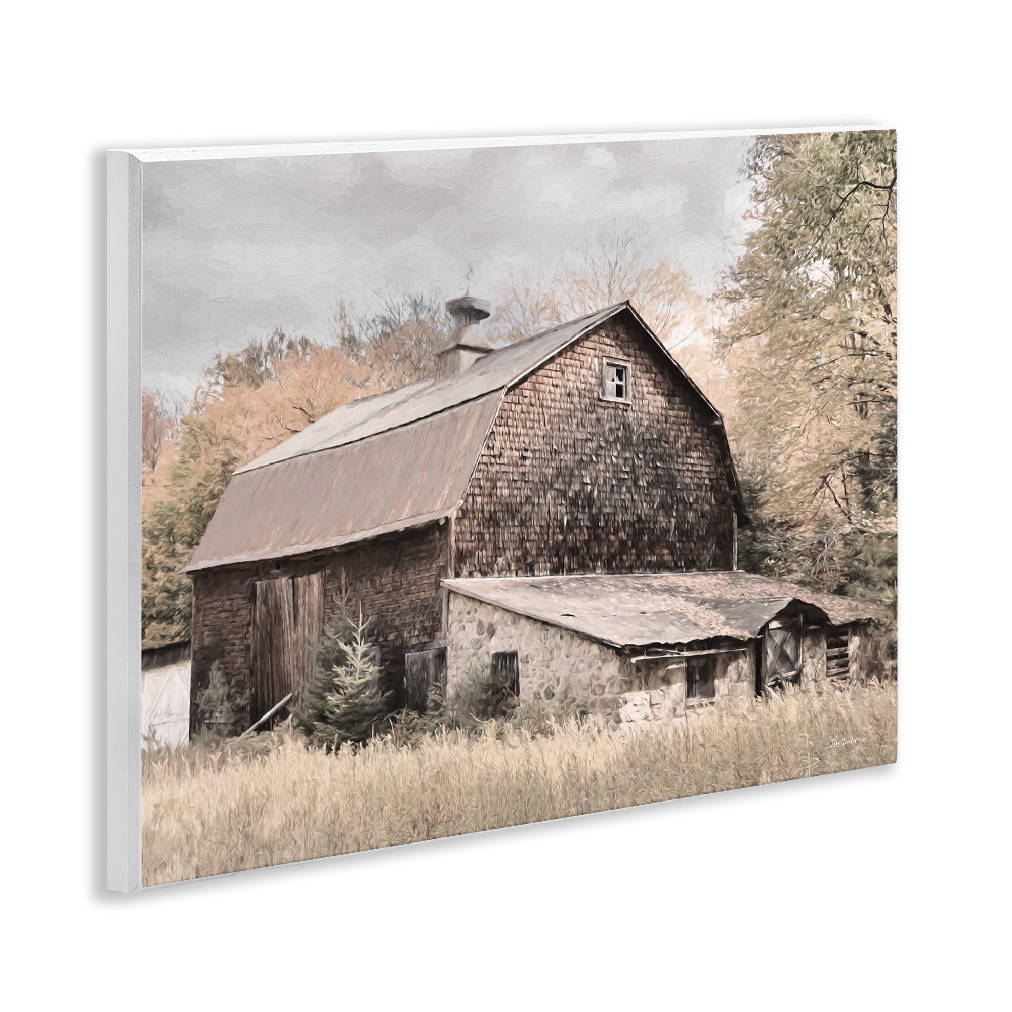 Stupell Industries Beige Rustic Barn Landscape & Nature Photography Unframed Art Print Wall Art, 14 x 11