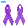 thumbnail image 3 of Unique Bargains Ribbon Pins, 100Pcs Purple Awareness Ribbon Satin with Safety Pins, 3 of 7