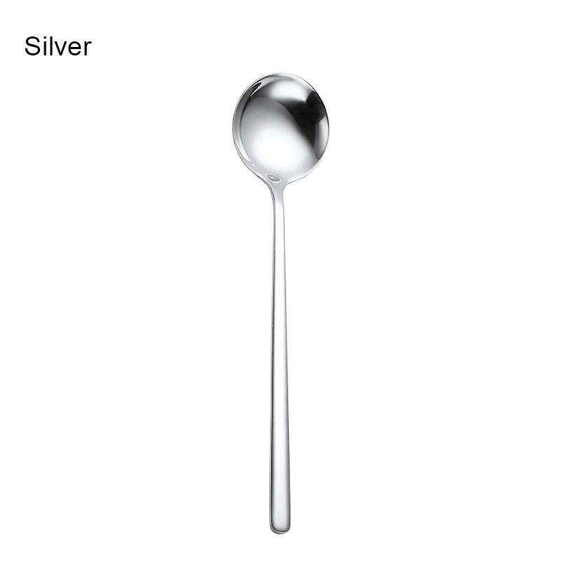 Stainless Steel Spoon Korean Style Spoon Household Exquisite Long Handle Spoon Soup Bibimbap
