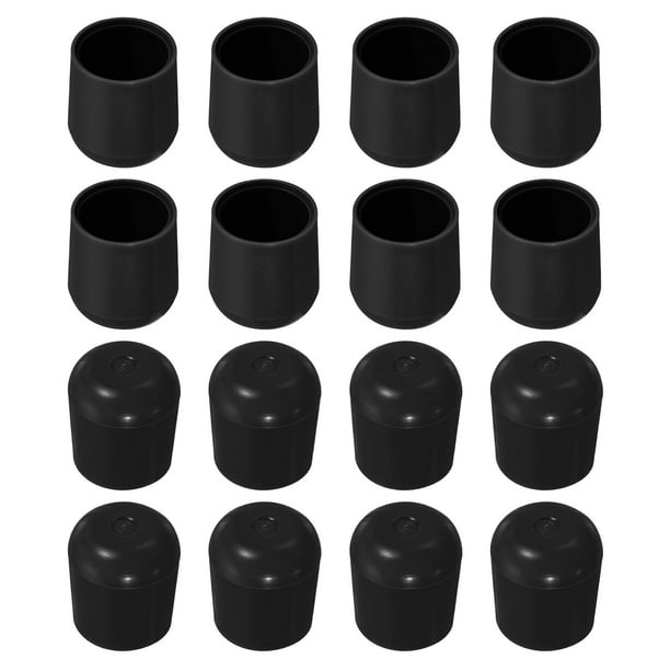 Protector de patas de silla, 16 piezas de 1" - Tapas redondas de patas de silla de plástico, cubiertas antideslizantes para muebles (negro)