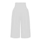 thumbnail image 5 of Pantalones capri casuales con cintura elástica y efecto lino para mujer - Pantalones deportivos de color liso con tejido crepé lavado para un uso diario cómodo, 5 of 5