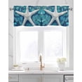 thumbnail image 2 of Summer Starfish Kitchen Valances for Windows Farmhouse Linen Window Valance Curtain for Living Room Window Treatment Coastal Ocean Watercolor Valance Rod Pocket Topper Drape, 42 x 18 Inch, 2 of 6