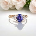 thumbnail image 3 of SHREENATHJEWELRY 8x6MM / 1.5CT Oval Shape Tanzanite Engagement Ring CZ Diamond Cluster Wedding Jewelry Rose Gold Plated Promise Ring Personalized Gift For Her, 3 of 5