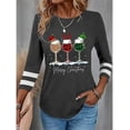 thumbnail image 2 of Camiseta para mujer, sudadera navideña de Papá Noel feo, cuadros de leopardo, estampado de copa de vino, manga larga, fiesta, Navidad, ajuste Regular, pintura, 2 of 4