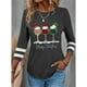 thumbnail image 2 of Camiseta para mujer, sudadera navideña de Papá Noel feo, cuadros de leopardo, estampado de copa de vino, manga larga, fiesta, Navidad, ajuste Regular, pintura, 2 of 4